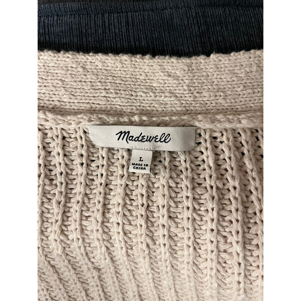 Madewell Ombre Dip‎ Dye Courtland Cardigan Sweater Beige Pink Cotton Size L - Picture 4 of 10